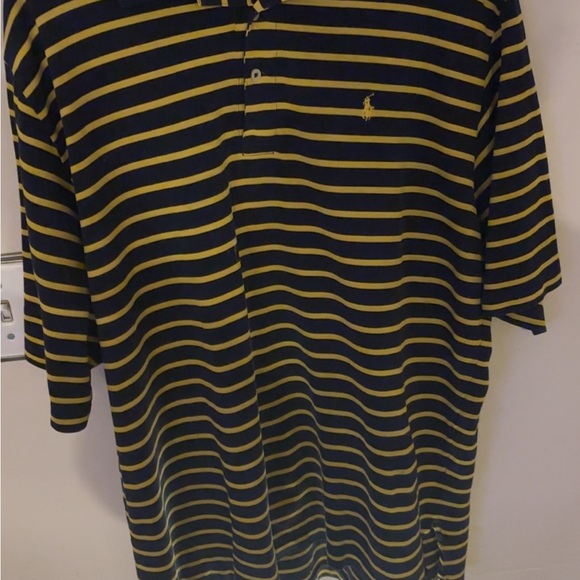 Polo by Ralph Lauren Men's Navy and Yellow Striped Shirt - Picture 1 of 2